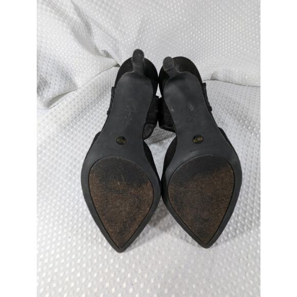 NWOT-1 SHOW! JESSICA SIMPSON! BLACK VEGAN SUEDE MESH ANKLE POINTY HEELS! SZ 9M - Picture 8 of 11
